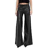 alice + olivia Women's Olivia Vegan Leather Wide Leg Flare Pants