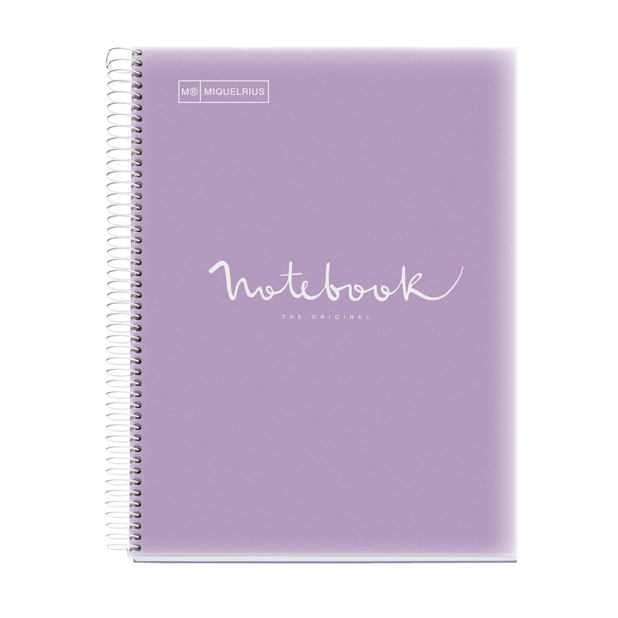 Miquelrius - A4 Notebook Emotions, 80 Sheets 90 g/m², Séyès Ruled, 1 Colour Strip, Microperforated Spiral, Polypropylene Cover, 4 Drills, Lavender