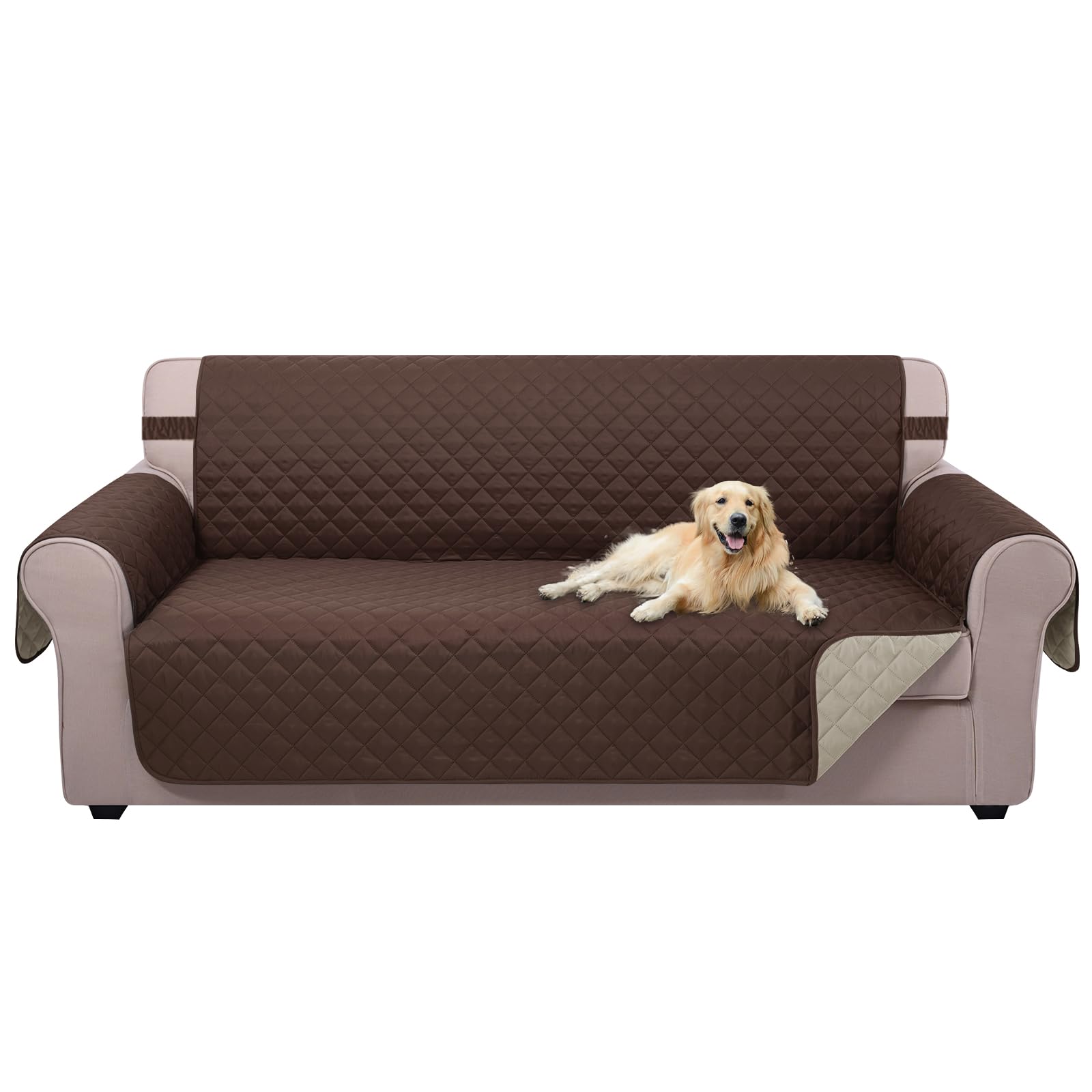Photo 1 of U-NICE HOME Large Sofa Cover Reversible Couch Cover for Dogs with Elastic Straps Water Resistant Furniture Protector for Pets Couch Cover for 4 Cushion Couch (Oversized Sofa, Coffee/Beige)