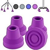 supregear Quad Cane Tips (4-Pack) - Heavy Duty Rubber Cane Tip - Non-Slip Extreme Grip Replacement Foot Pad - Accessories for Walking and Standing Stick for Women, Men, Seniors, Elderly