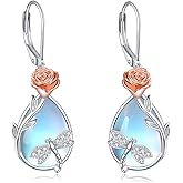 Vadmans Animal Earrings Sterling Silver Moonstone Dangle Drop Earrings Animals Jewelry Gift for Women