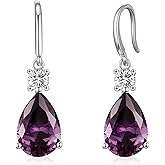 Teardrop Dangle Drop Earrings -925 Sterling Silver Birthstone Earring Jewelry Birthday Gifts for Women,Girlfriend,Wife,Mom - Graduation, Friendship,Birthday, Anniversary