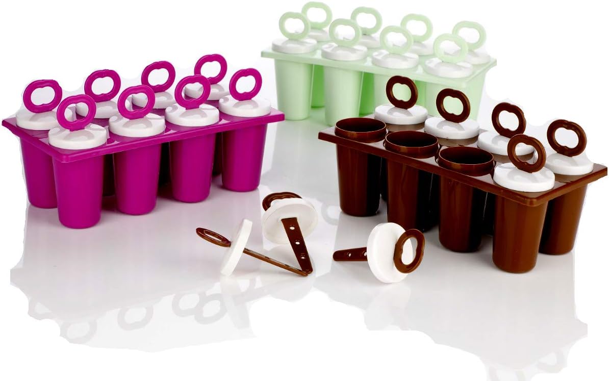 Slings Plastic Ice Tray Candy Maker Kulfi Maker Moulds Set, Assorted (3)
