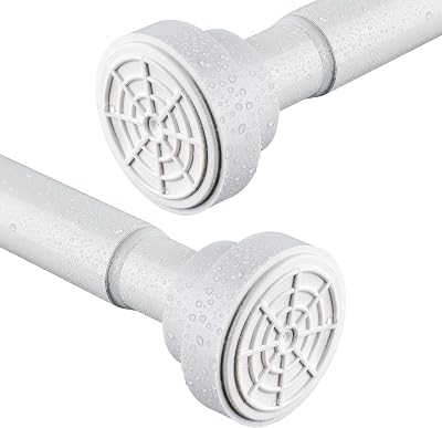 FRENESSA Shower Curtain Rod Stainless Steel Extendable 125-205cm White