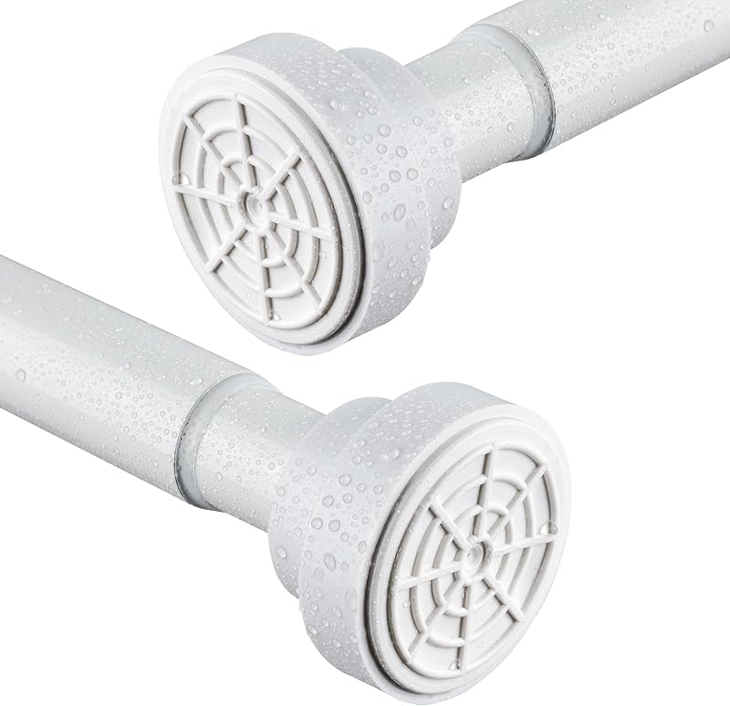 FRENESSA Shower Curtain Rod Stainless Steel Extendable 125-205cm White