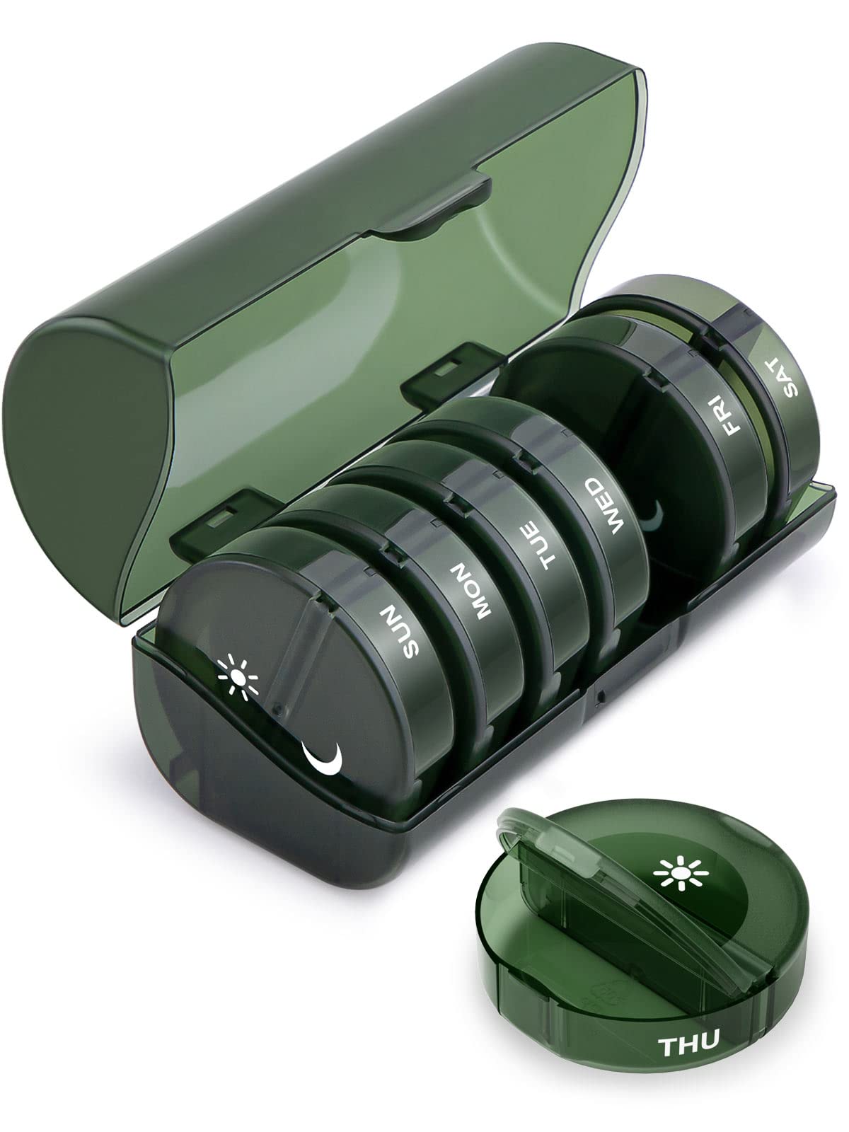 Photo 1 of TookMag Pill Organizer 2 Times a Day, Travel Medicine Pill Organizer, Weekly AM PM Pill Box, Large Capacity 7 Day Pill Cases for Vitamin/Fish Oil/Supplements (Dark Green)