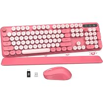 Combo de teclado e mouse sem fio – teclas redondas, teclado de ...