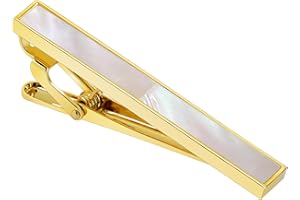 Mother of Pearl Tie Clips for Men, TAIGRAMA Gold Silver Tie Clip for Regular Ties and Skinny Ties, Tie Bar and Tie Pin Suitable for Wedding Anniversary Business Professional and Best Gift
