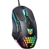Wired PC Gaming Mouse: High Precision Sensor,RGB Backlit, Adjustable DPI, 7 Buttons Programmable,Ergonomic mice for Office &amp; Gaming on Windows/Mac/Linux/Chrome-Black