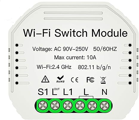 Interruptor WiFi Smart Switch Mini Rel Mdulo Receptor Inteligente Comando de Voz Alexa y Google Home IFTTT AC 220V