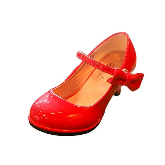 O&N Kinder Mädchen Prinzessin Lederschuhe mit hohe Absätze Bowknot Kinderschuhe