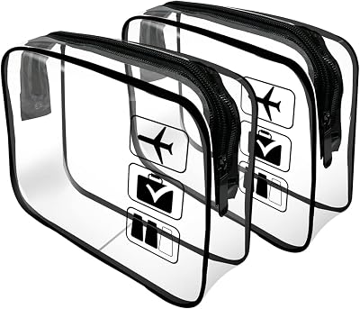 Jsdoin Clear Travel Toiletry Bag 2 Pack TSA Approved Waterproof Cosmetic Case