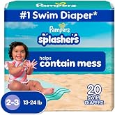 Pampers Splashers Swim Diapers, Size 2-3, 20 Count, Disposable Swim Diapers, Contains Mess, No Swell