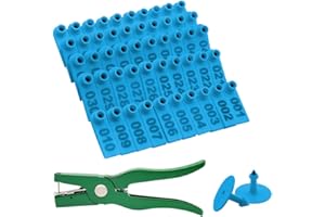 LUCKY FARM Sheep Ear Tags Marker Applicator 001-100 Ear Tags for Goat Punch Tools(Blue)