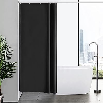 Furlinic Shower Curtain Anti Mould Resistant 100x200cm Black Polyester