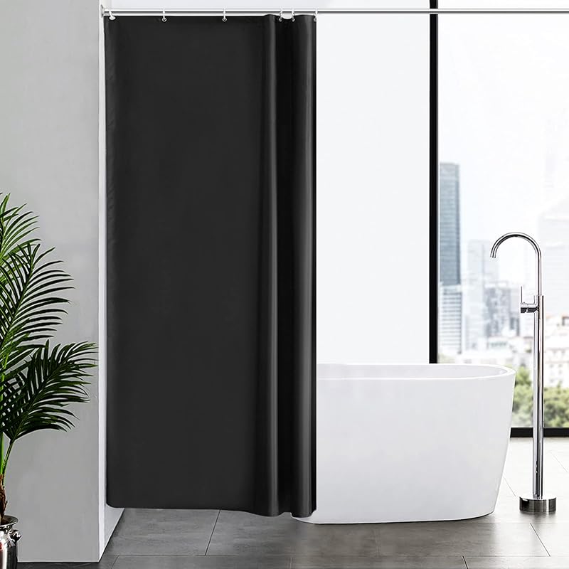 Furlinic Shower Curtain Anti Mould Resistant 100x200cm Black Polyester