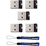 SanDisk Cruzer Fit 16 GB USB Flash Drive SDCZ33-016G-B35 (5 PACK) w/ (2) Everything But Stromboli (TM) Lanyard
