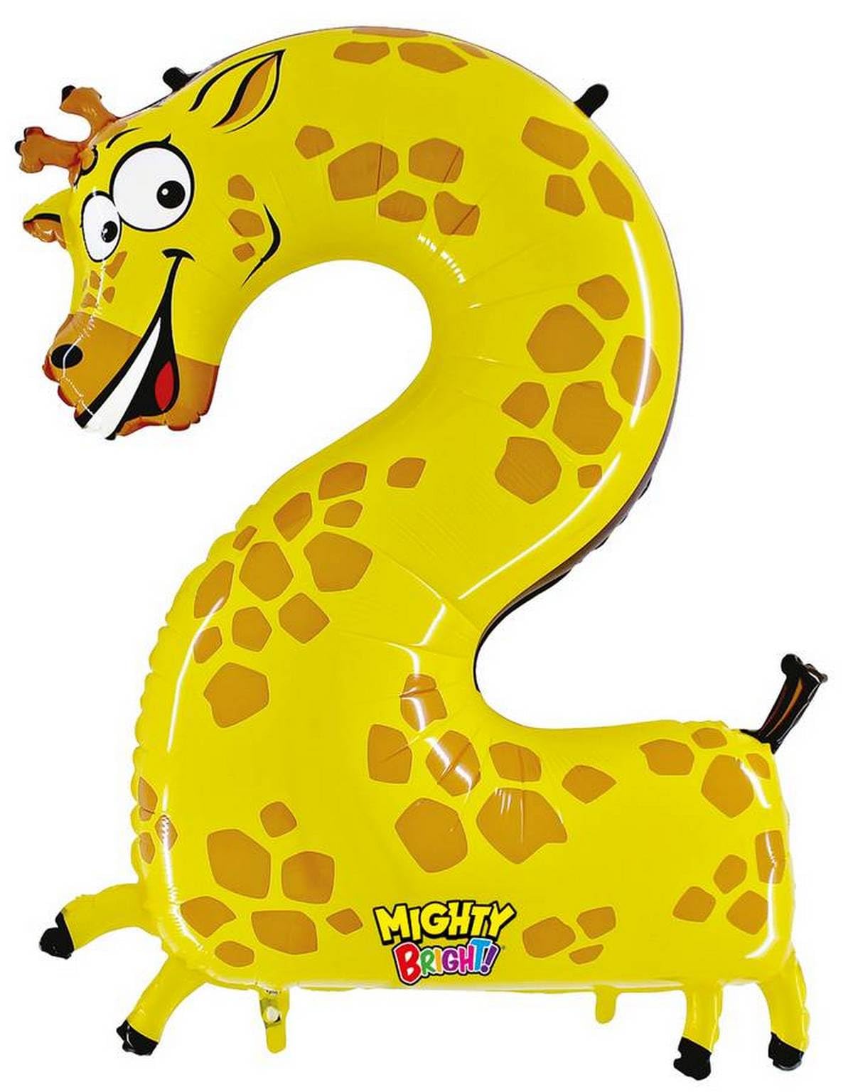 Grabo 42-0WE-P Number 2 Giraffe Animaloons Single Pack, Length-40 Inch, Multi Colour, One Size