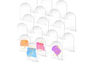 YUNLLY 25 Sets Clear Arch Acrylic Sign With Stand - Blank Arched Round Top Sheet for DIY Table Numbers, Wedding Stand Holder, Events, Parties Centerpieces Decor (4 x 6 Inch)