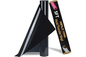 RENLI·TONG RENLITONG Black HTV Iron on Vinyl 12Inch by 5ft Roll HTV Heat Transfer Vinyl for T-Shirt HTV Vinyl Rolls for All Cutter Machine - Easy to Cut & Weed for Heat Vinyl Design