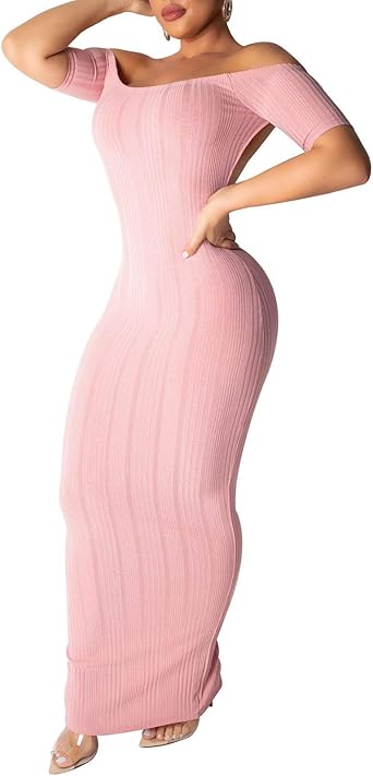 pink bodycon maxi dress