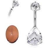 AROWRO Gold Belly Button Ring G23 Titanium Hypoallergenic 14G belly ring for Women Men Teardrop Navel Piercing Jewelry 10mm Barbell With Cubic Zircon