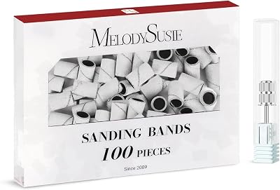 MelodySusie Nail Drill Sanding Bands 100Pcs 240 Grit Zebra Mandrel Bits
