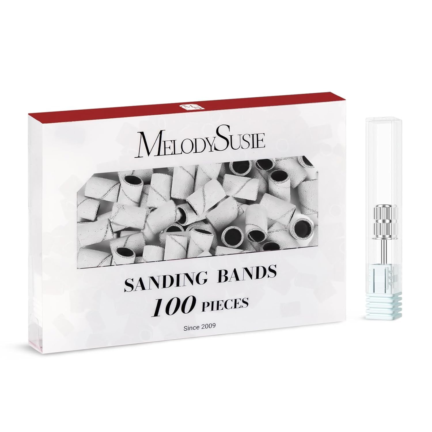 MelodySusie Sanding Bands for Nail Drill Mandrel Bits, 100Pcs 240 Extreme Fine Grit Nail File Sanding Bands for Polishing and Shaping Acrylic Nails Gel Manicures Pedicure, Zebra