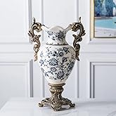 Magcolor Tall Table Modern Vase,Large Ceramic Flower Vases for Shelf Home Decor,Creative Classic Blue and White Vase 16.5 inch,Sophisticated Vessel for Decorative Branches and Dried Flower.