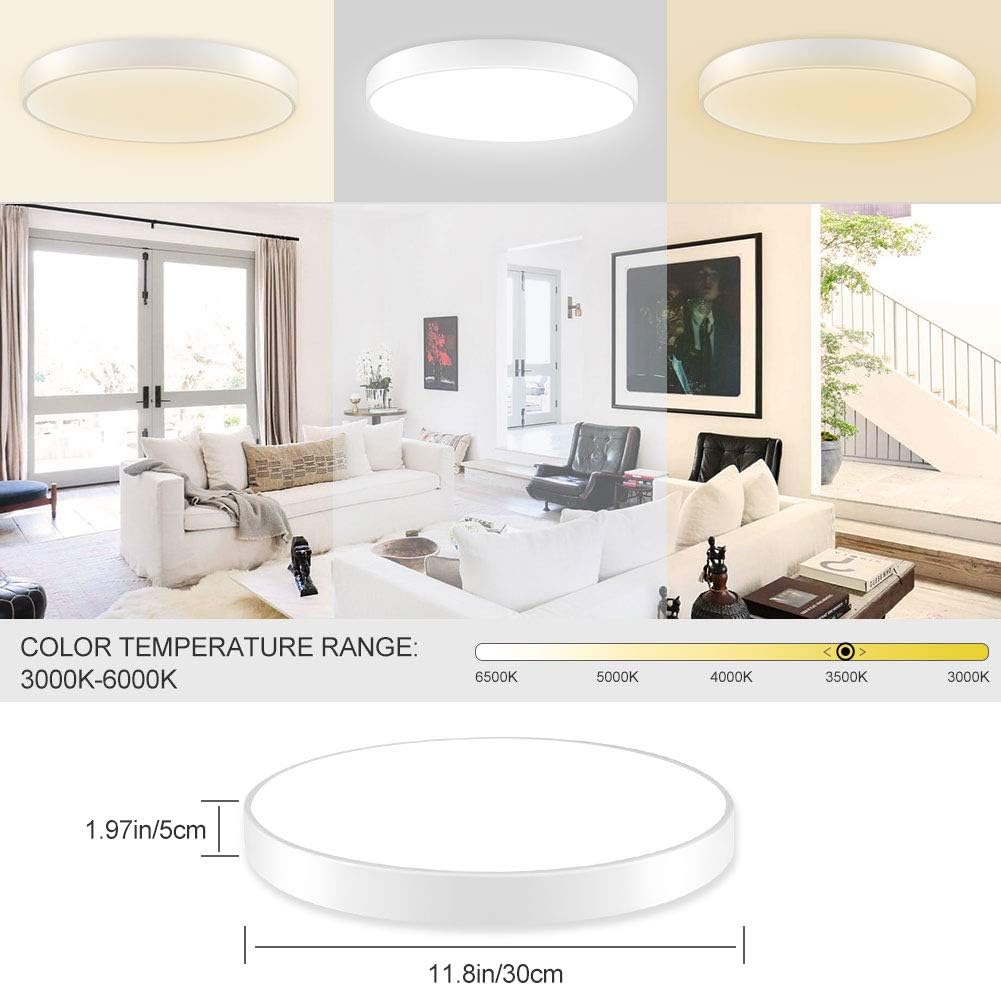 Sala De Estar Impermeable Ip20 Blanco Calido 3000k Iluminacion Interior Para Cocina Luz De Techo Plafon De Techo Dormitorio 48w 3840lumenes Redonda Plafon Led Balcon Iluminacion De Techo Iluminacion De Techo De