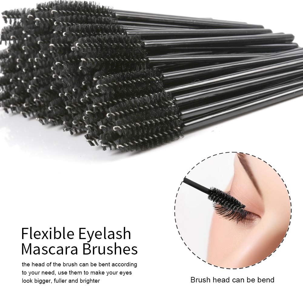 Disposable Makeup Applicators, Teenitor 100Pcs Lipstick Applicator Wands& 100Pcs Eyelash Mascara Wands Lip Gloss Lipstick Tester Eye Lash Brush Halloween Makeup: Beauty