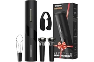 BABONIR Electric Wine Opener Set - Automatic Electronic Bottle Openers with Greeting Card, Vacuum Stoppers, Wine Aerator, and