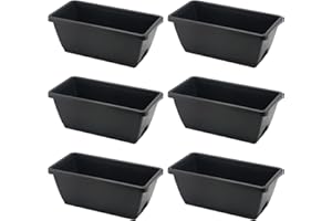 LEXININ 6 Pack 14 Inch Black Plastic Rectangular Window Planter Box, Window Vegetable Planter Box with Trays, Rectangular Flo