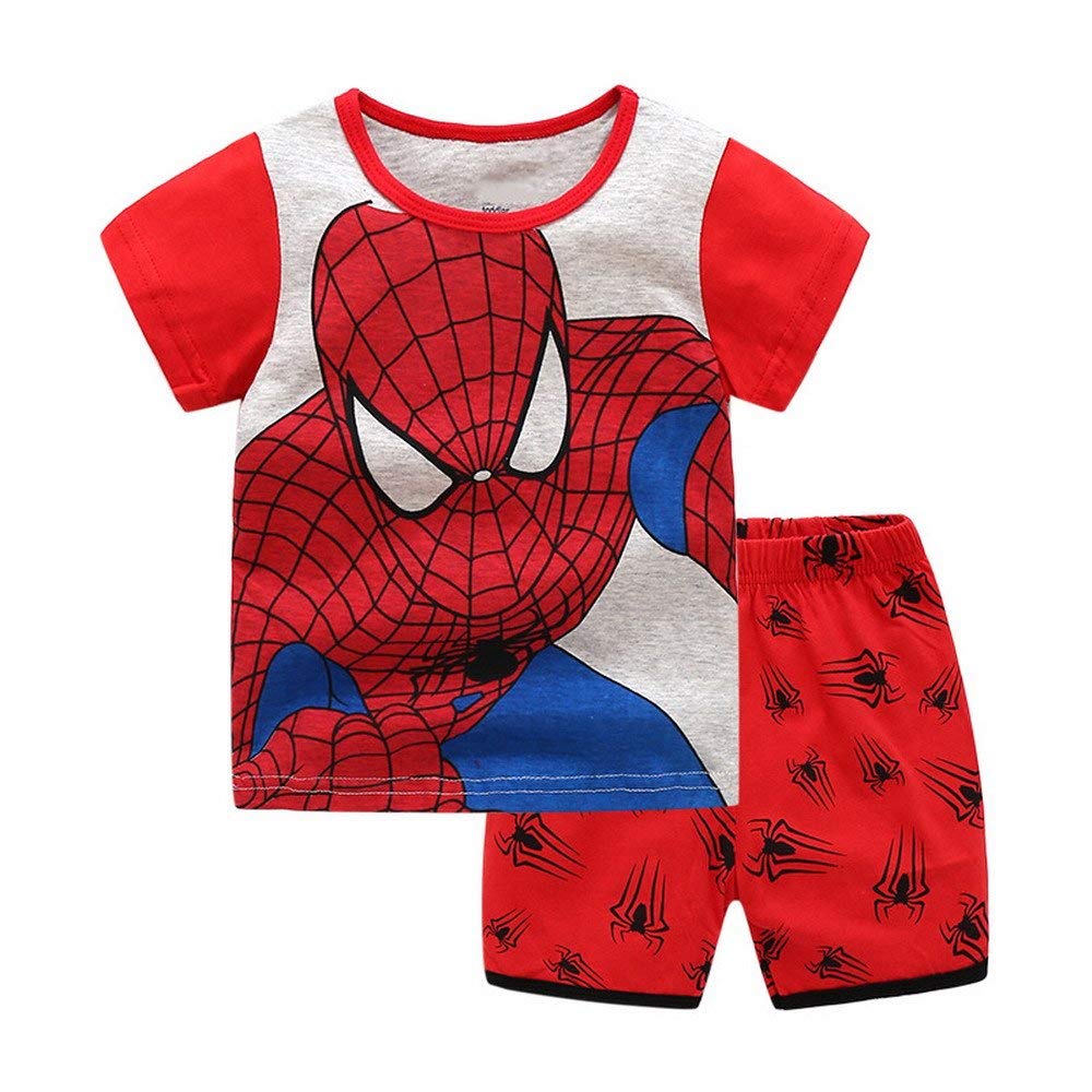Boys Pajamas 100 Cotton Spiderman Short Kids Snug Fit Pjs Summer