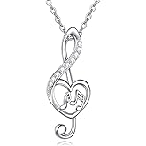 VONALA Music Earrings Necklace 925 Sterling Silver Music Note Pendant Cubic Zirconia Musical Jewelry Gift for Women