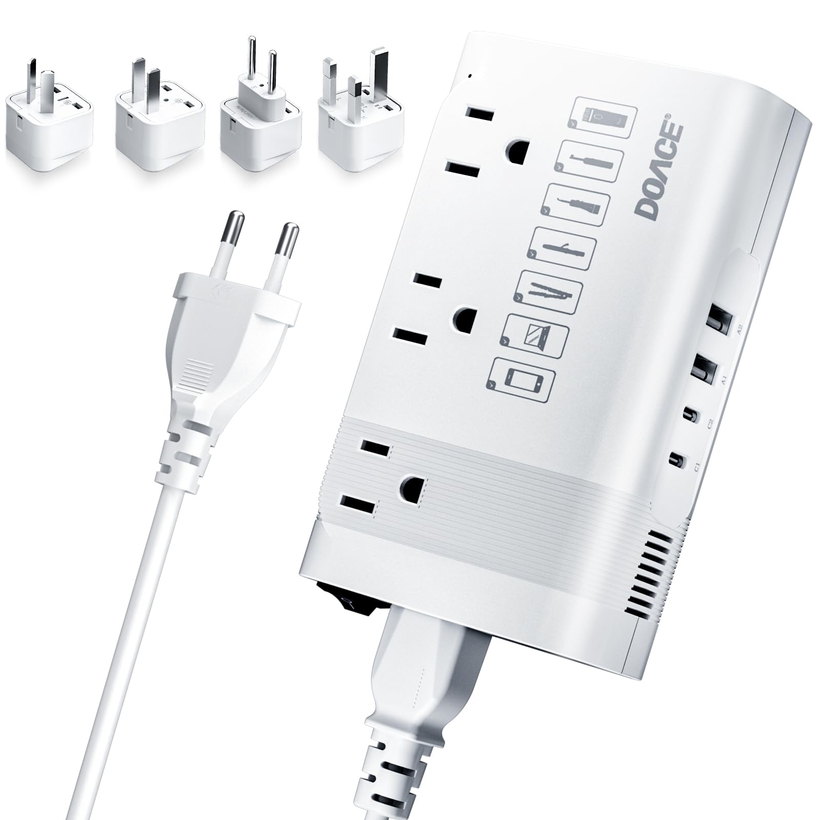 Photo 1 of DOACE Voltage Converter US to Europe, 350W Converter for European Travel for Curling Iron and Hair Straighteners, 220V to 110V Converter Plug Adapter with 2 USB A & 2 USB C Ports