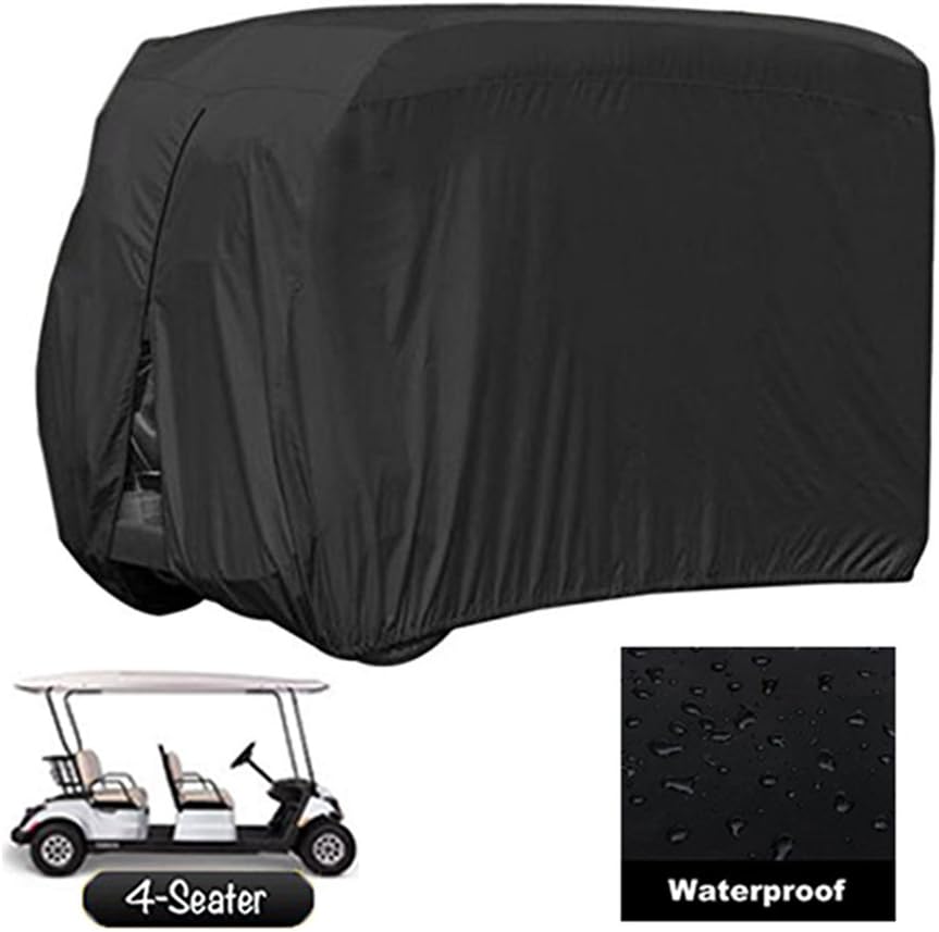 Golf Cart Cover - Custom Cart Cover with Durable 210D Material+ Extra PVC Coating, Golf Cart Storage Cover Fits Most 4 Passengers Cart of Yamaha Drive, EZ Go and Club Car (Size: 112x48x66 In)