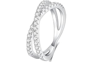 GMOND Twisted Rope Wedding Band for Women Sterling Silver Rings Cubic Zirconia Ring Eternity Bands for Women Wedding Rings for Women Stackable Rings for Women Eternity Ring with 18K White Gold plated