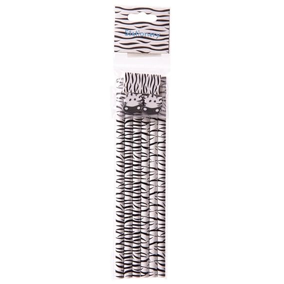 6 Animal Print Pencils and Erasers Zebra Amazon.co.uk Office Products