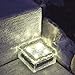 Solar Brick LED Landscape Light, Warm White, 4x4 Square Cube, Glass, Waterproof, Outdoor Use, Solar Panel & Rechargeable Battery Included