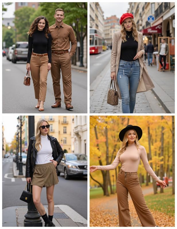 Marvmys Womens Long Sleeve Shirts Turtleneck Stretchy Fitted Casual Tops Basic Base Layer Soft Thermal Tee White 2XL