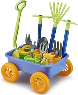 Delex Pull Along Kids Wagon Wheelbarrow Gardening Beach Play Set 10 Accessories view 9