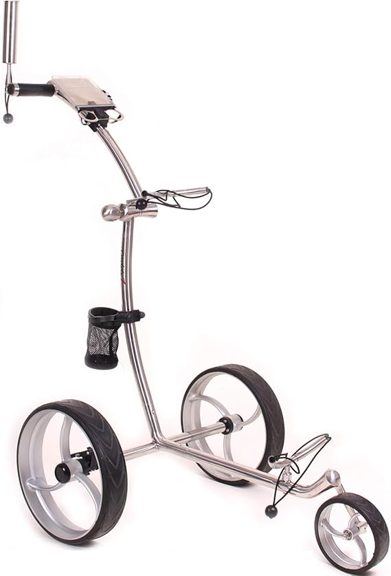 CADDYONE Pushtrolley S10 in Silber Edelstahl Push Golf Trolley mit