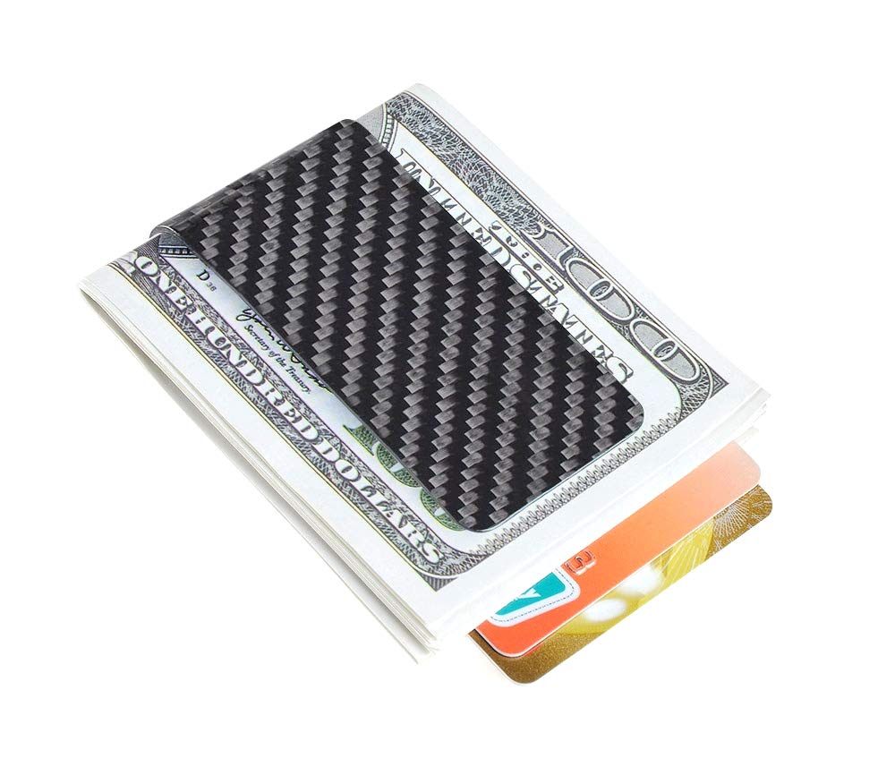 Carbon Fiber Wallet CL Carbonlife? Glossy Money Clip Credit Card Business Card Holder (Black glossy)
