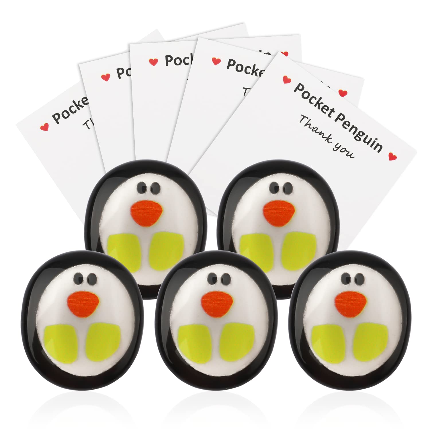 5pcs Mini Animal Pocket Hug Penguin, Cute a Little Pocket Penguin Hug Me with Encouraging Greeting Card Mini Penguin Toy Ornament Decoration Gift for Encouragement