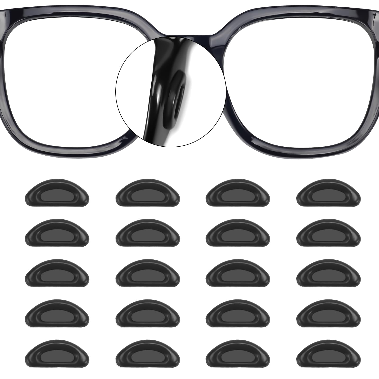 Photo 1 of 20 Pairs Eyeglass Nose Pads Stick On Silicone Anti-Slip for Glasses Sunglasses Thin Nose Pads Eyeglasses, Adhesive Nose Pad for Eyeglass, Anti Slip Eyeglass Nose Pads (Black)
