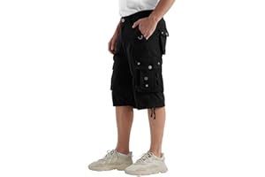 Rejork Men's Long Below Knee Length 3/4 Capri Cargo Shorts Loose Fit with Pockets