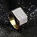 JINAO 18k Gold Plated Hip Hop Iced Out Square Bling Ring Cubic Zirconia Statement Wedding Band Ring for Women Men