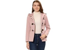 Allegra K Women's Casual Winter Outwear Hooded Button Toggle Pea Coat