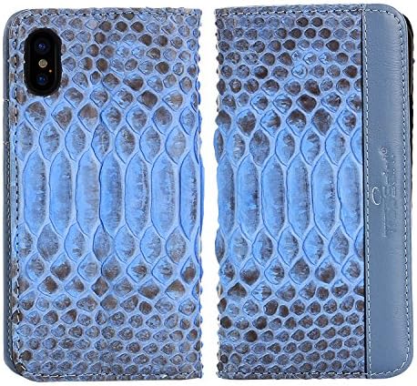 Luxury Wallet Cover For iPhone X - Hand Made from Genuine Python Skin, Premium Case by Trop Saint - Blue